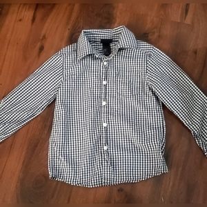 H&M Black/White Checkered Button Down Long Sleeves Shirt Boys Size 5-6Y